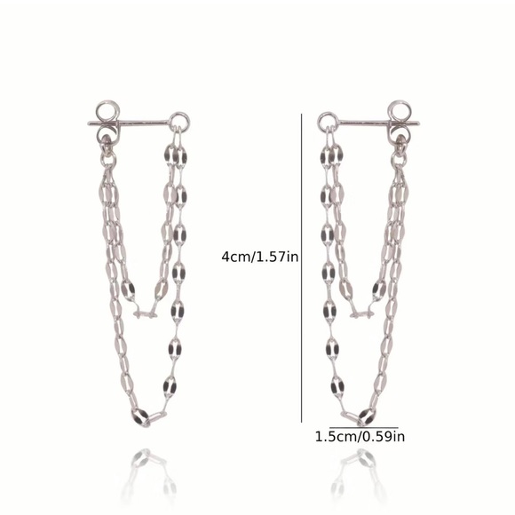 Double Chain Loop stud earrings ✨ - Picture 2 of 6